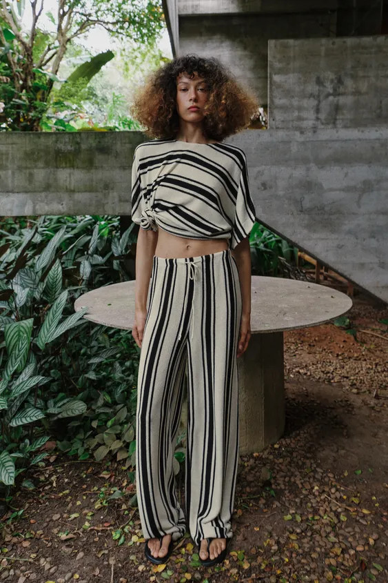 RUSTIC WIDE-LEG TROUSERS | Zara UK