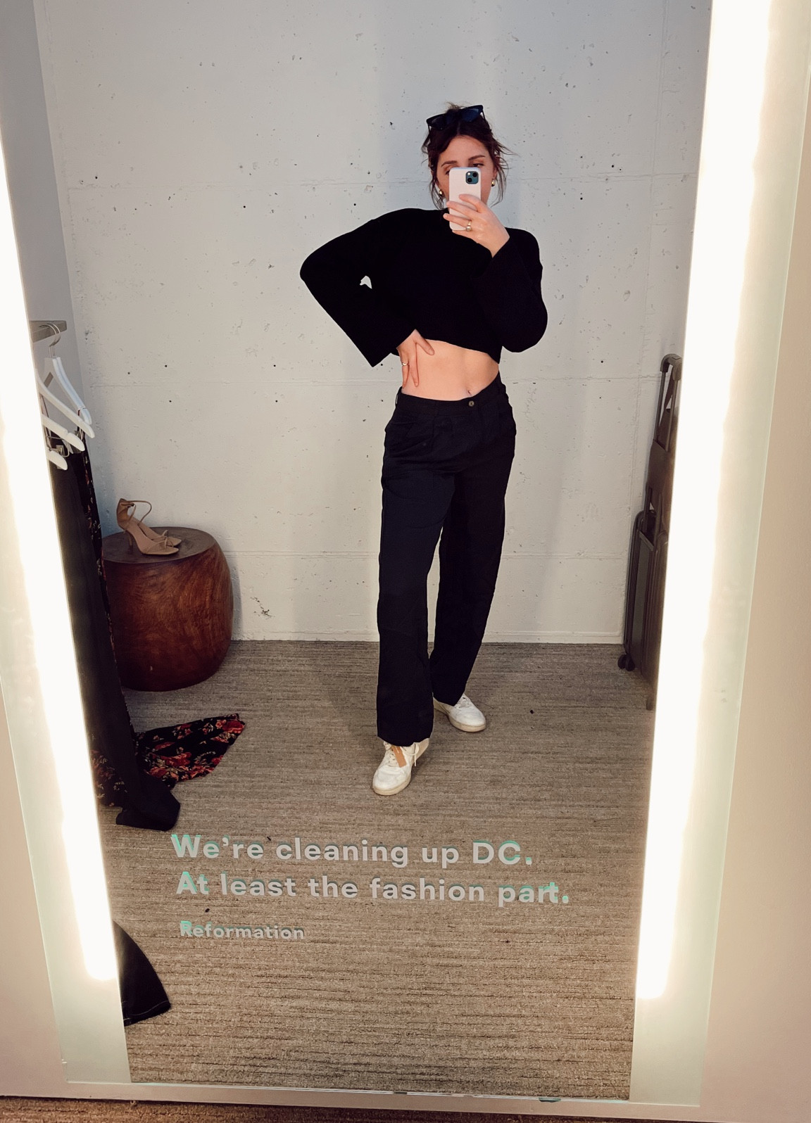 The relief I feel when I can go to a store and try on clothes is wild. Finally got to see some pieces in person at Reformation!! 