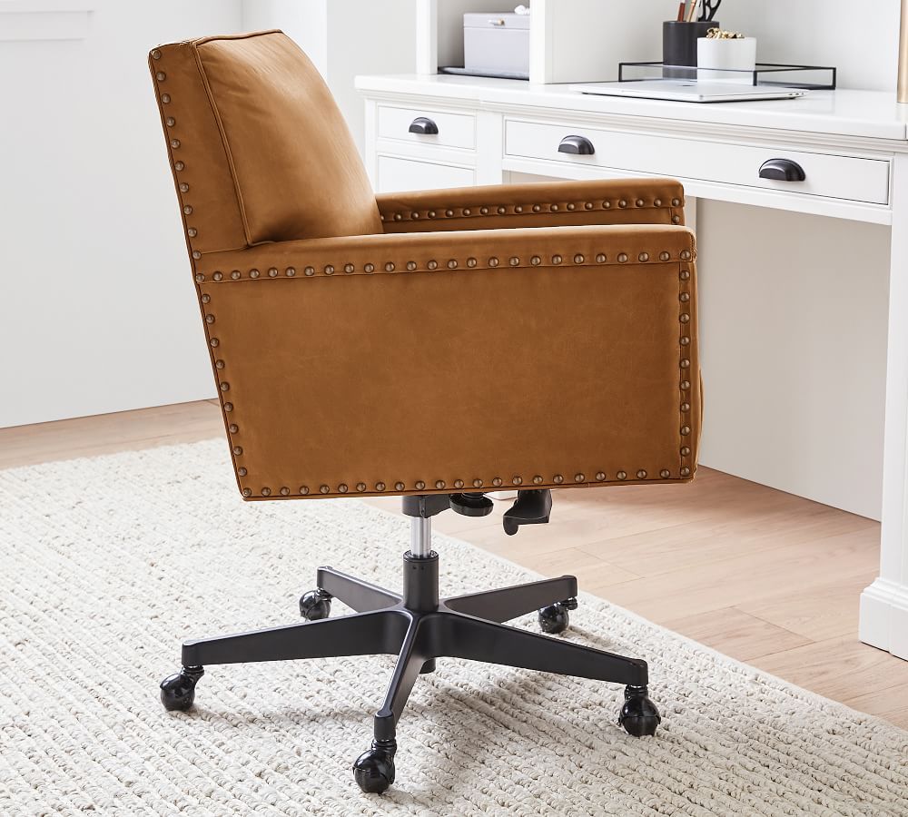 Tyler Leather Swivel Desk Chair | Pottery Barn (US)