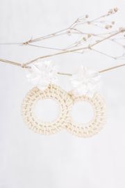 Olivia Flower Woven Earrings - Beige | Petal & Pup (US)