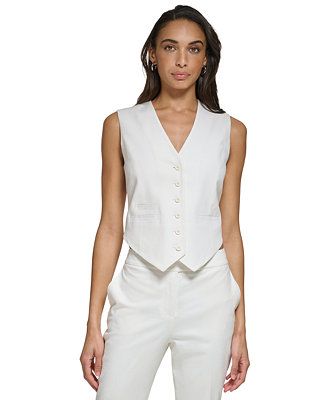 Women's Linen-Blend Vest | Macys (US)