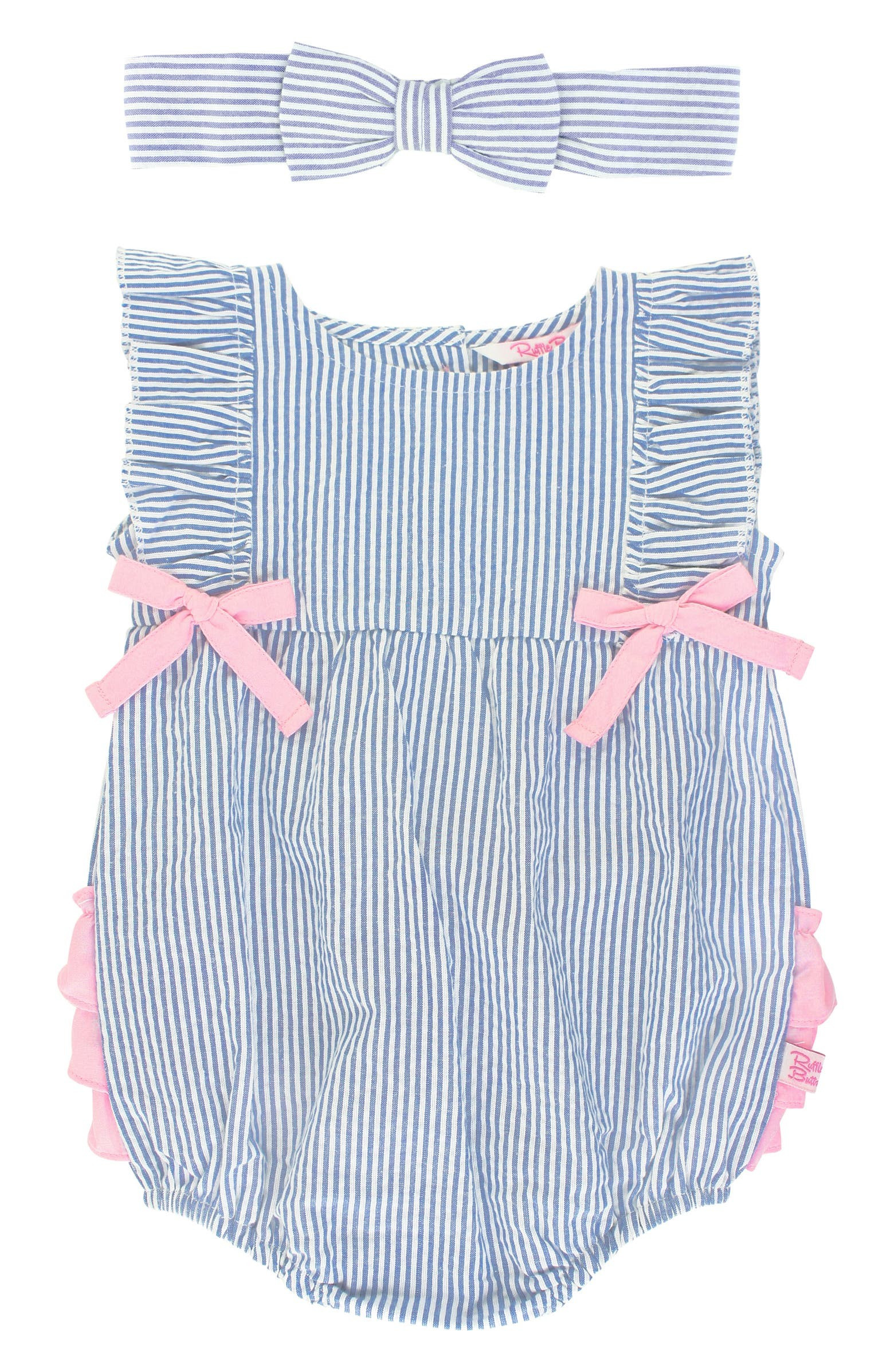 Stripe Bubble Romper & Head Wrap Set | Nordstrom