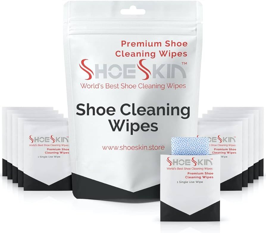 SHOESKIN Shoe Cleaning Wipes (30 Count) - Textured Sneaker Cleaning Wipes Great for Travel - Work... | Amazon (US)