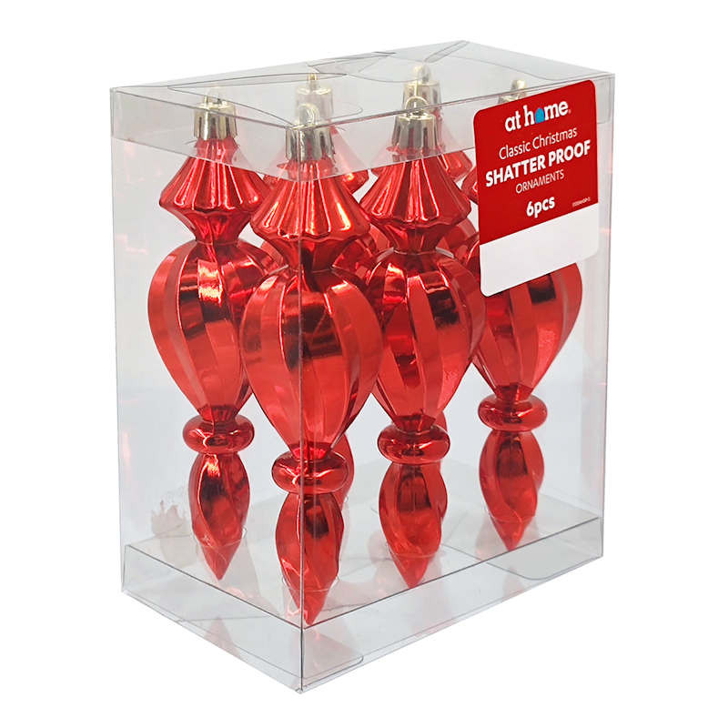 Classic Christmas 6-Count Red Finial Ornaments, 5.6" | At Home