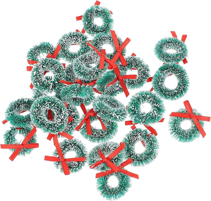 24Pcs Mini Christmas Wreath Artificial Dollhouse Decoration Miniature Christmas Wreath Christmas ... | Amazon (US)