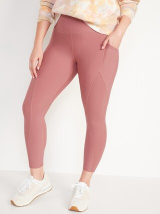 High-Waisted PowerSoft Rib-Paneled 7/8-Length Leggings for Women | Old Navy (US)
