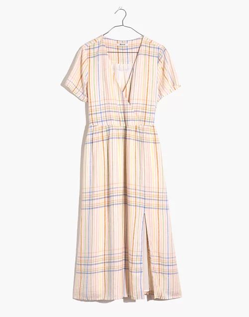 Linen-Blend Clara Midi Dress in Plaid | Madewell