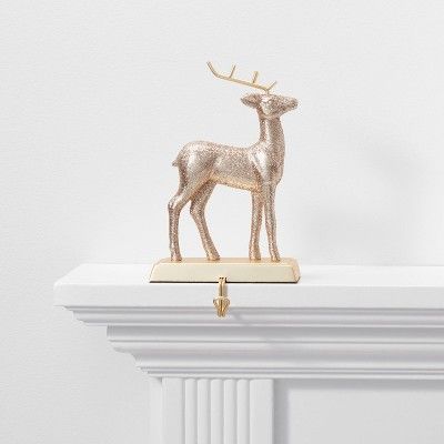 1ct Glitter Deer Christmas Stocking Holder Gold - Wondershop™ | Target