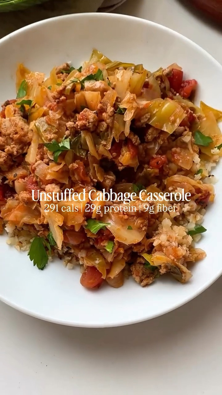 If you need an easy, cozy, high-protein dinner this winter… my unstuffed cabbage rolls are it.

One pot, no rolling, no fuss — just simple ingredients that turn into the most comforting bowl.

Each serving has 29g protein, 9g fiber, and under 300 calories, but tastes like the classic comfort food I grew up eating. I usually serve it over rice or cauliflower rice, just depends on if it’s a low carb day or not! 

unstuffed cabbage rolls | high protein dinner | winter comfort food | easy weeknight meals | macro friendly recipes | one pot meals | healthy dinner ideas

https://www.eatingbirdfood.com/unstuffed-cabbage-rolls/

#LTKSeasonal #LTKfoodie #LTKfitnessgoals