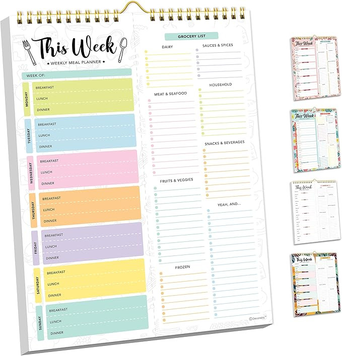 Decorably Weekly Meal Planner with Grocery List Detailed - Weekly Meal Planner and Grocery List -... | Amazon (US)