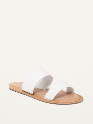 Faux-Leather Double-Strap Slide Sandals for Women | Old Navy (CA)