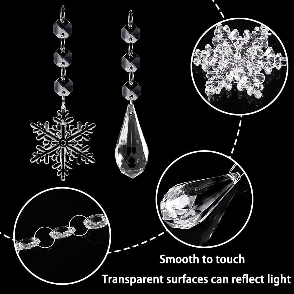 YUJUN 38PCS Christmas Tree Crystal Decorations Winter Snowflakes Christmas Icicle Drops Ornaments Ha | Amazon (US)