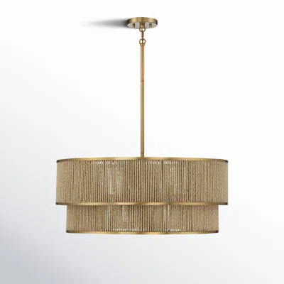 Han 6-Light Pendant In Warm Brass And Rope | Wayfair North America