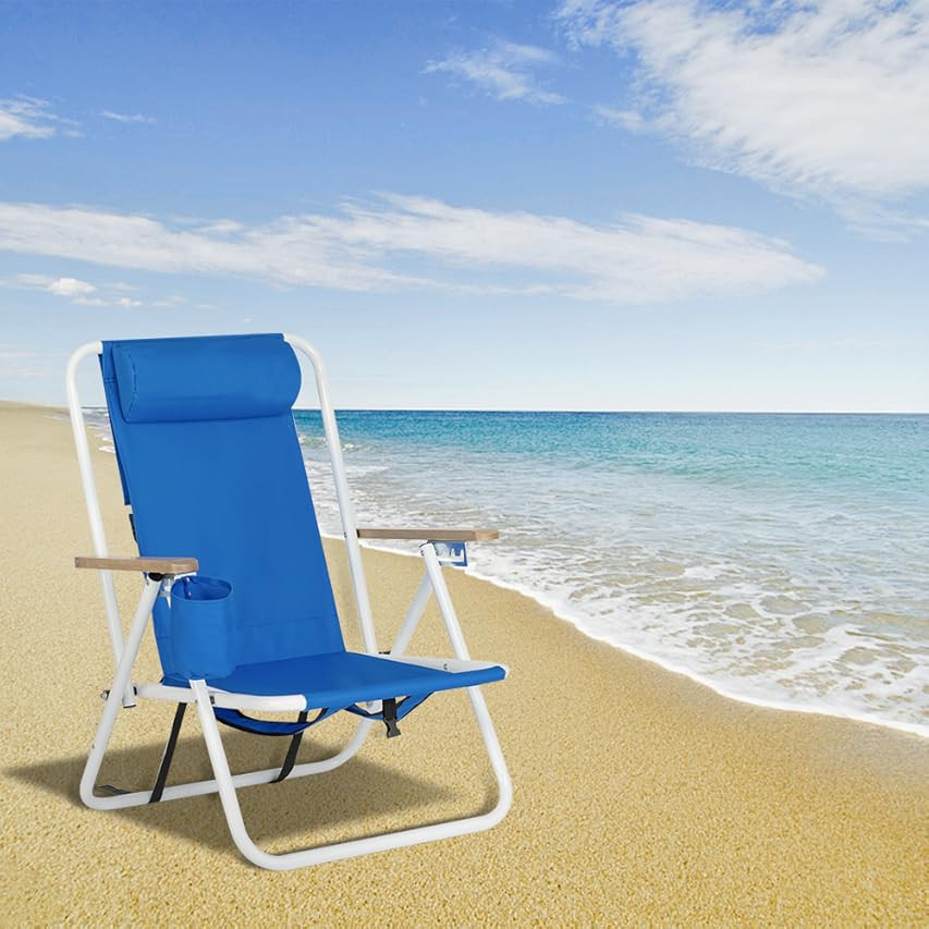 Homevative Folding Backpack Beach Chair with 5 Positions, Towel bar, Cooler Pouch, Storage Pouch, Cu | Amazon (US)