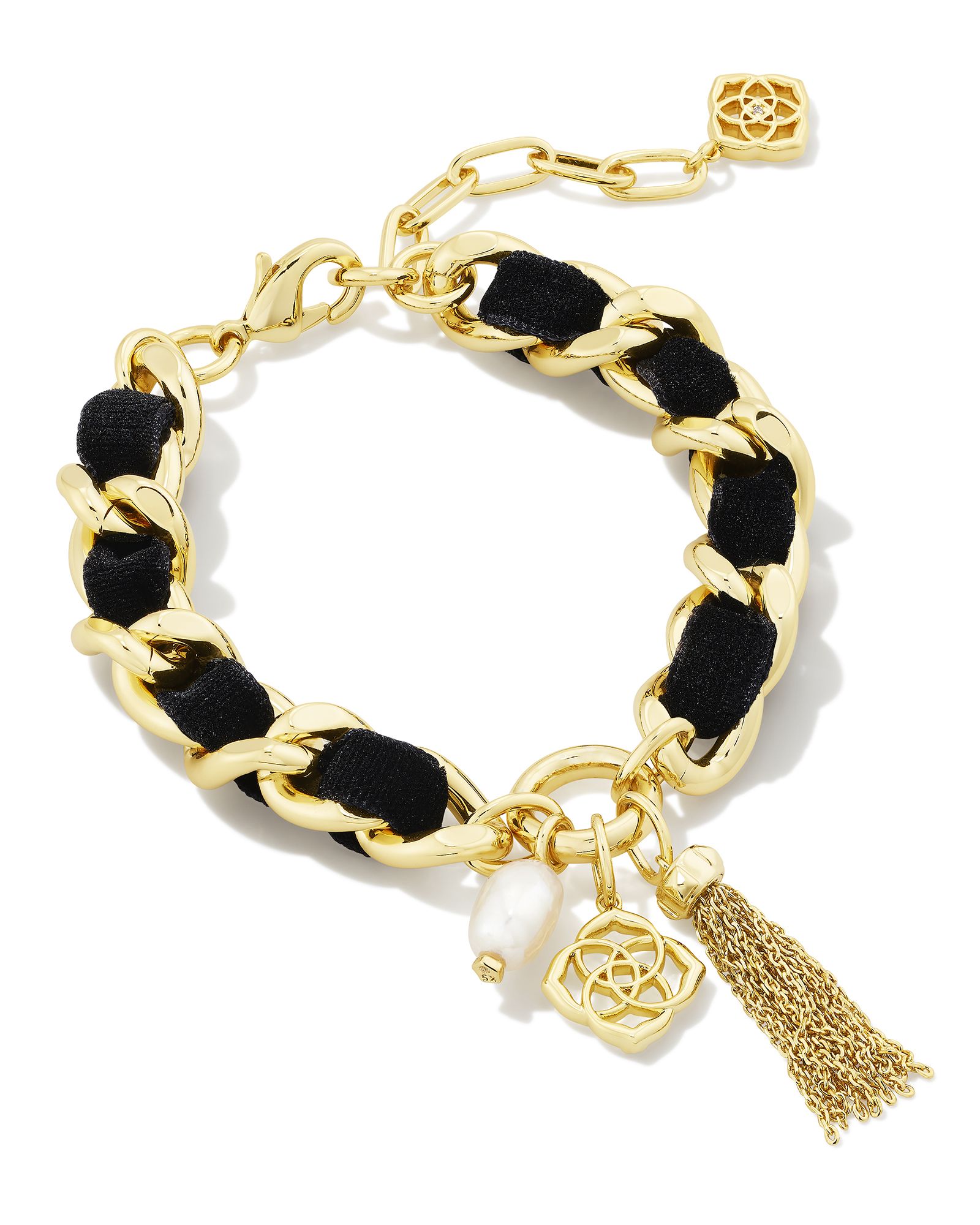 Everleigh Gold Velvet Chain Bracelet in Black | Kendra Scott