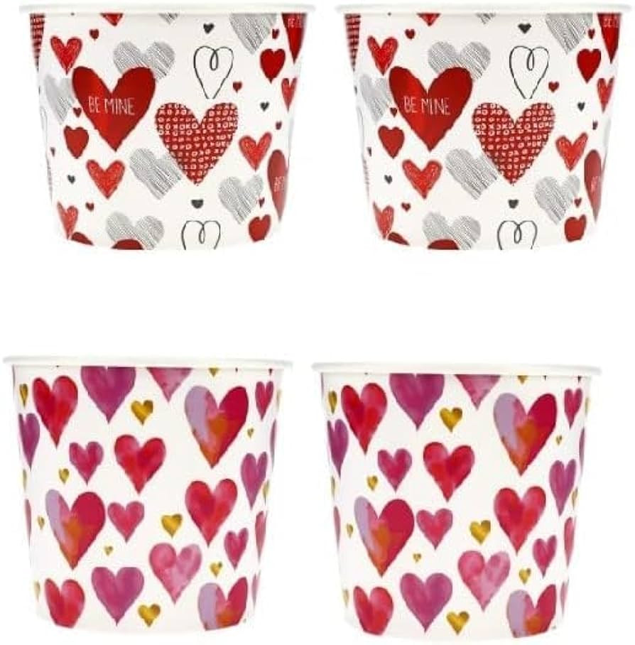 A1U Valentine's Day Popcorn Buckets, Hearts Treat Candy Tub, Paper Decorative Cups for Home Movie... | Amazon (US)
