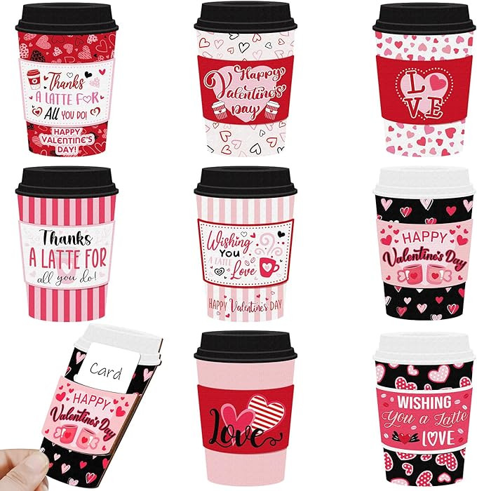 8 Pcs Valentine‘s Day Coffee Gift Card Holder Thanks a Latte Coffee Holiday Money Holder Cards ... | Amazon (US)
