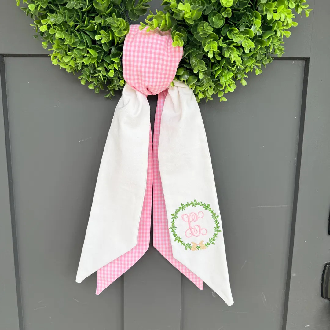 Double Easter Wreath Sash | Personalized Easter Monogram Sash | Spring Door Decor | Custom Embroi... | Etsy (US)