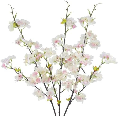 3 Pcs Artificial Cherry Blossom Flowers Pink Faux Cherry Blossom Branches Bulk Spring Arrangement... | Amazon (US)