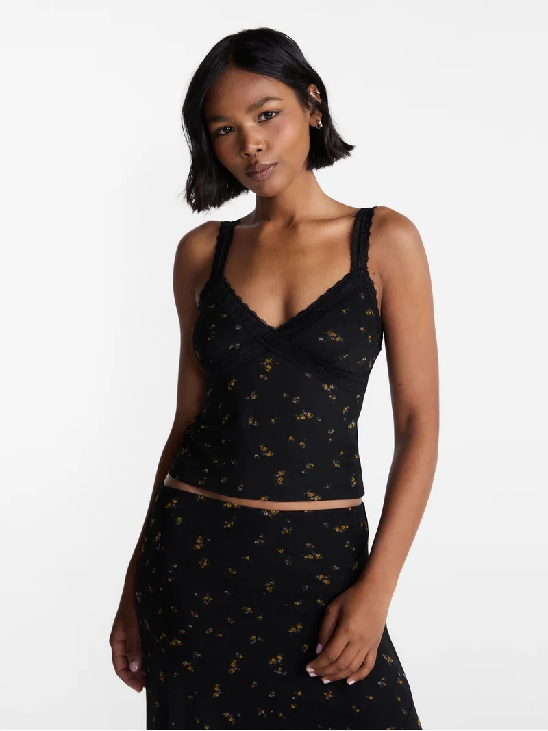 No Boundaries Mesh Lace Triangle Tank Top, Women's XXS-XXL | Walmart (US)