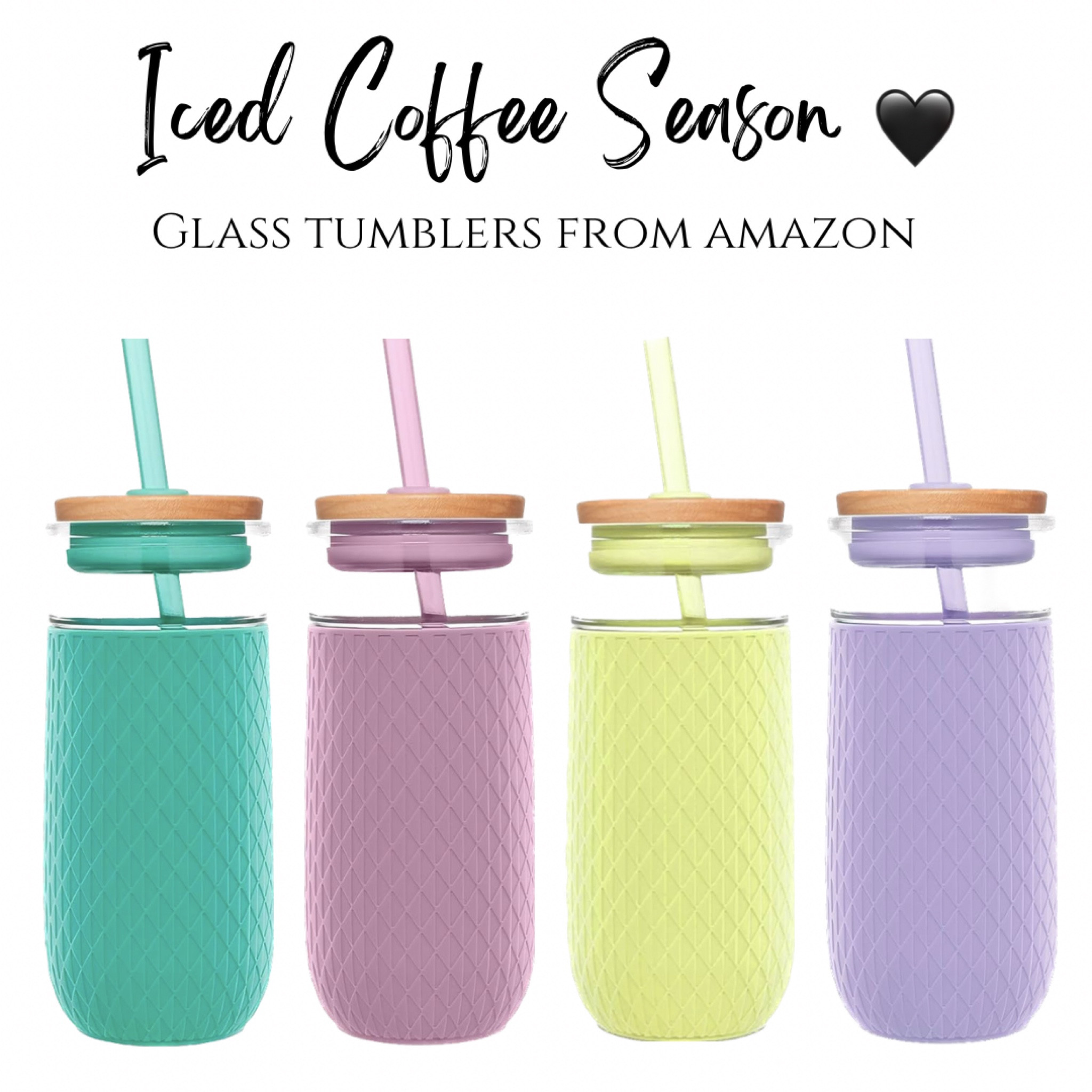 The cutest glass tumblers in adorable colors from Amazon! 💕 Just in time for iced coffee season! ☀️

#LTKSeasonal #LTKhome