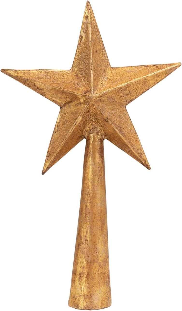 Handmade Paper Mache Star Tree Topper, Antique Gold Color | Amazon (US)
