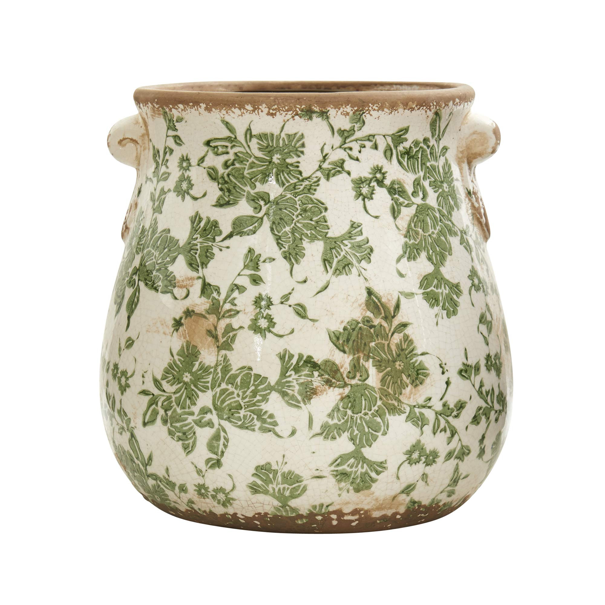 Nearly Natural 10in. Indoor Tuscan Ceramic Green Scroll Decorative Vase | Amazon (US)