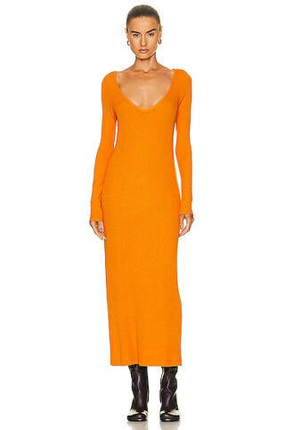 Sweater Knit V Neck Dress | FWRD 