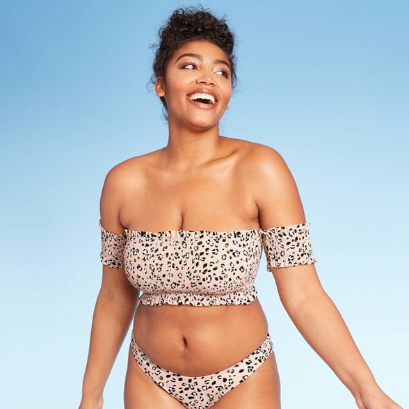 Women's Smocked Underwire Bandeau Bikini Top - Xhilaration™ Animal Print | Target
