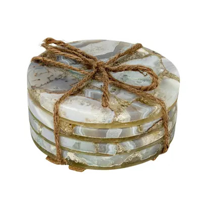Storied Home Round Agate Coasters, Multicolor, Set of 4 in Cream at Nordstrom | Nordstrom