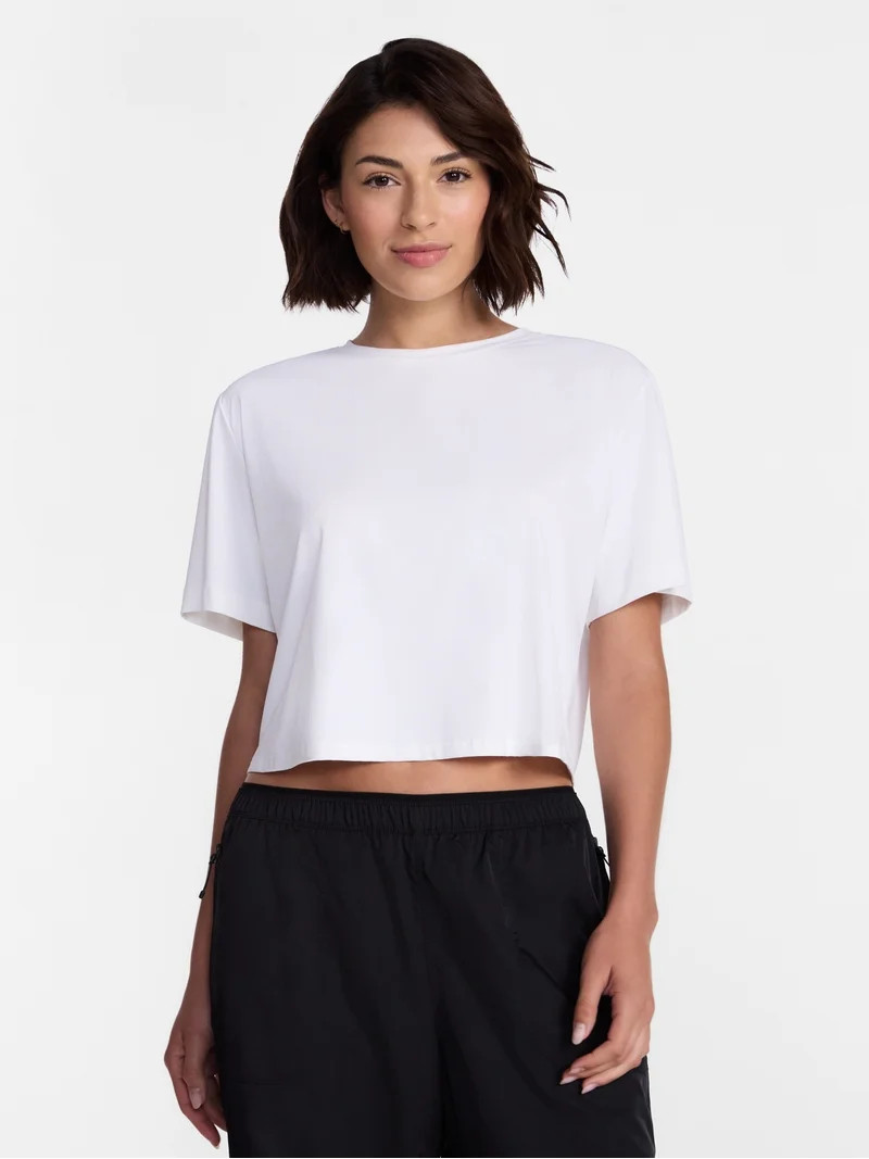 Avia Women's Cropped Boxy Tee with Short Sleeves, Sizes XS-XXXL | Walmart (US)