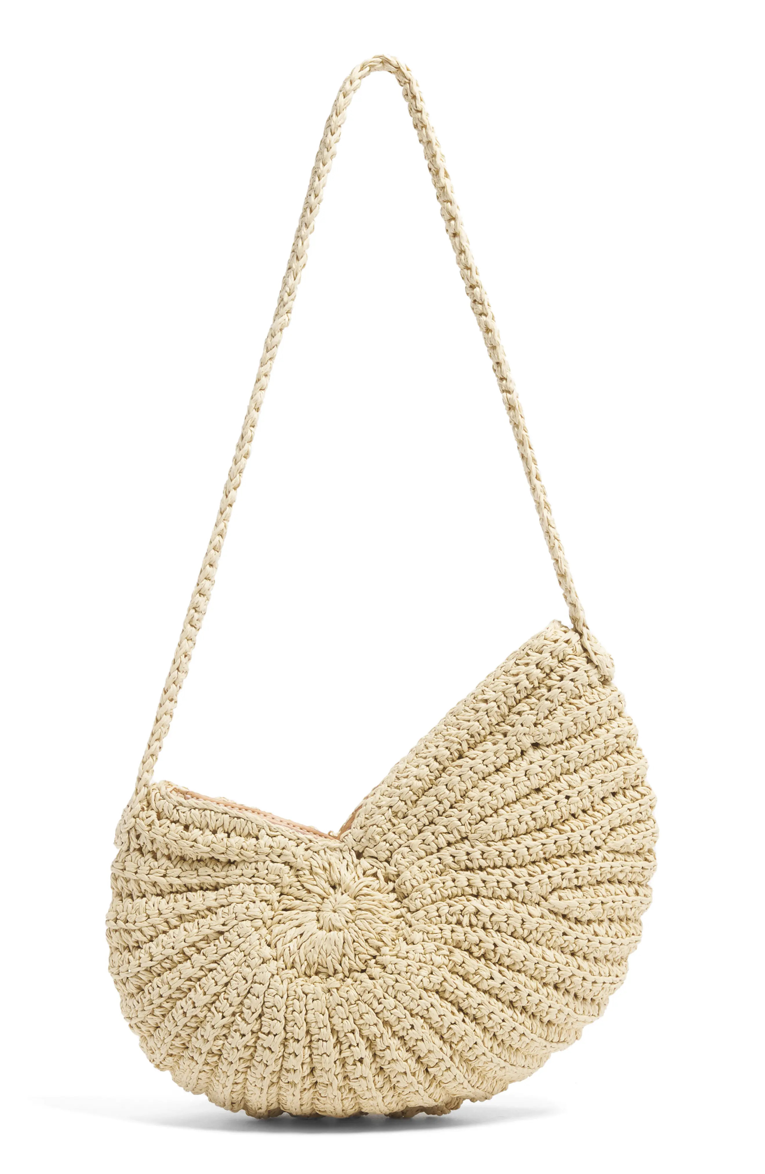 Stoney Clover Lane Shell Spiral Raffia Crossbody Bag in Natural at Nordstrom | Nordstrom