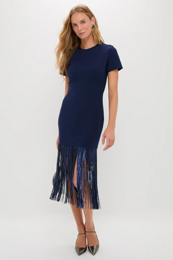 Navy Sequin Fringe Stevie Midi Dress | Tuckernuck (US)