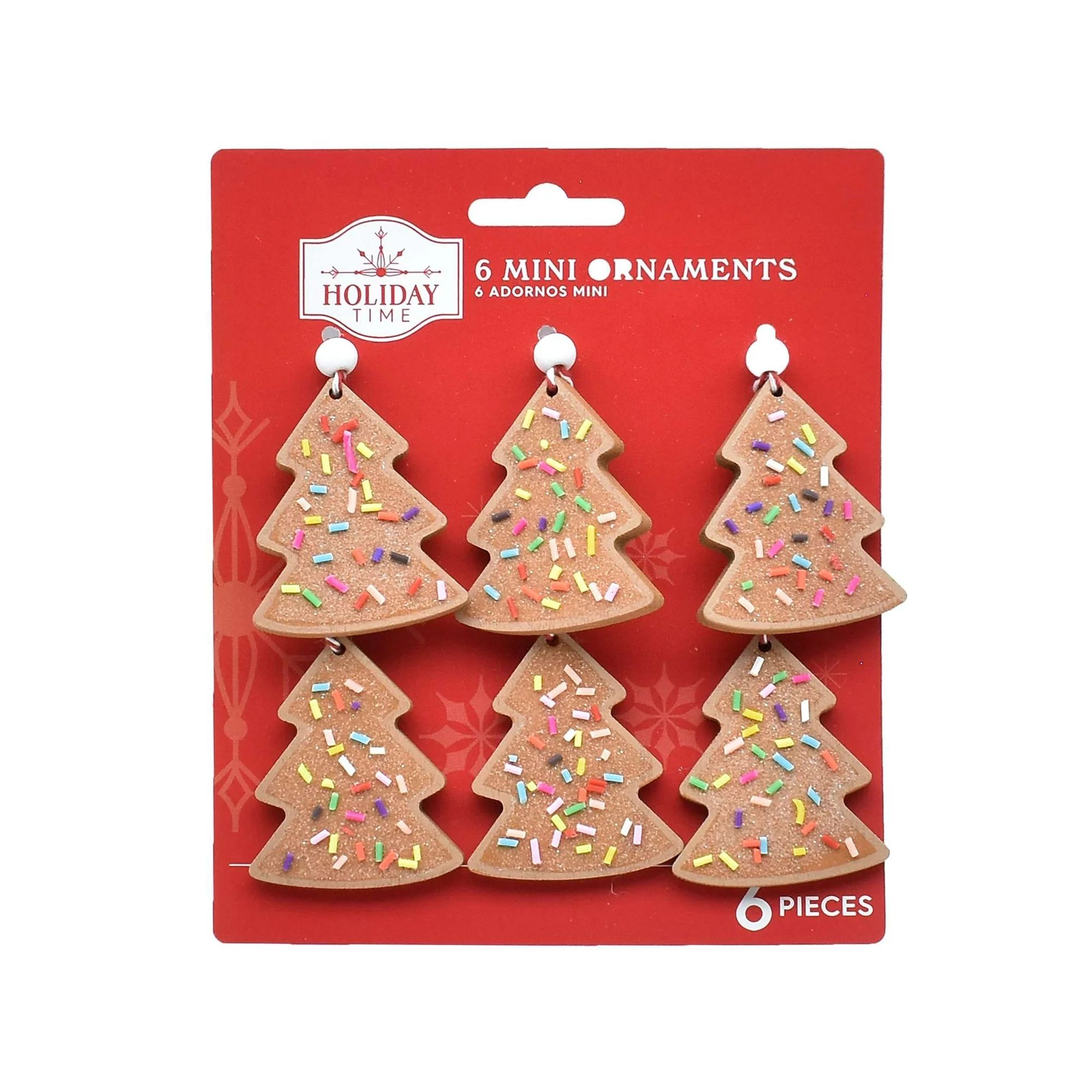 Gingerbread Mini Tree with Sprinkle Ornament,6 Count, by Holiday Time | Walmart (US)