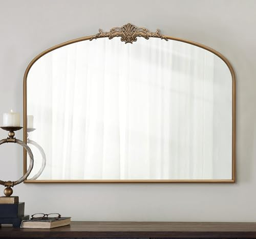 Besdomus Vintage Arched Gold Mirror: 40"x29" French Large Matt Gold Antique Wall Mounted Mirror -... | Amazon (US)
