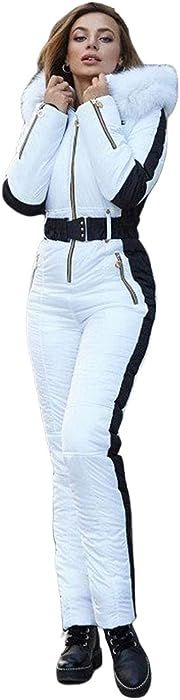Yousify Womens Winter Onesies Ski Jumpsuits Outdoor Sports Waterproof Snowsuit Removable Fur Collar  | Amazon (US)