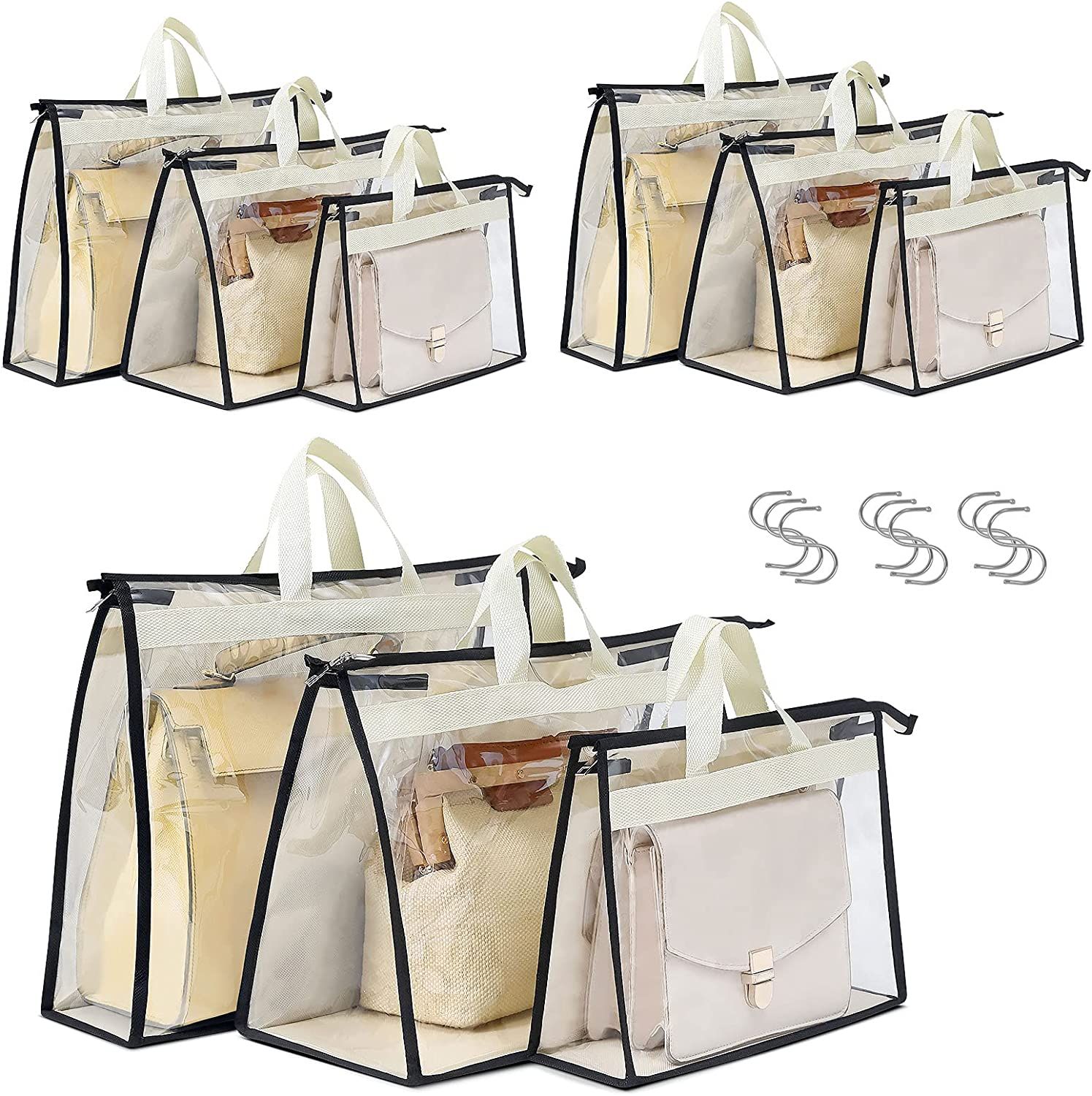 Interesse 9 Pack Dust Bags for Handbags, Clear Handbag Storage, Purse Storage Organizer for Close... | Amazon (US)