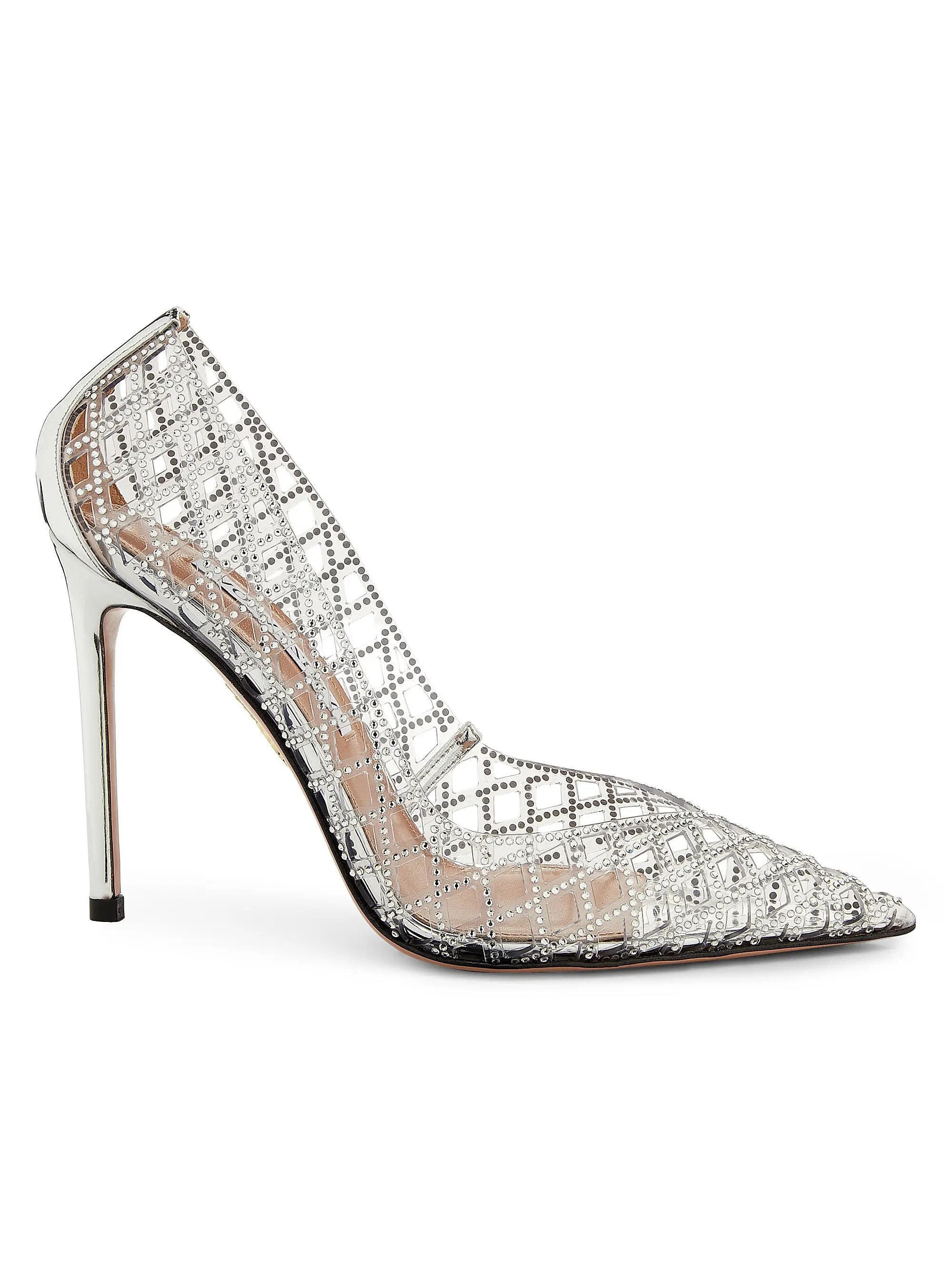 Aquazzura Lumiere 105MM Rhinestone-Embellished Pumps | Saks Fifth Avenue | Saks Fifth Avenue