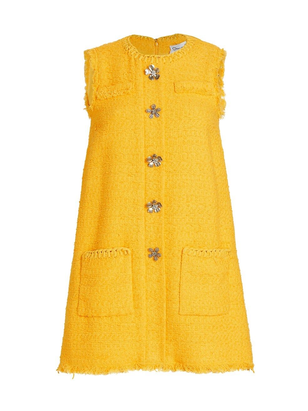 Oscar de la Renta Tweed Flower-Button Minidress | Saks Fifth Avenue