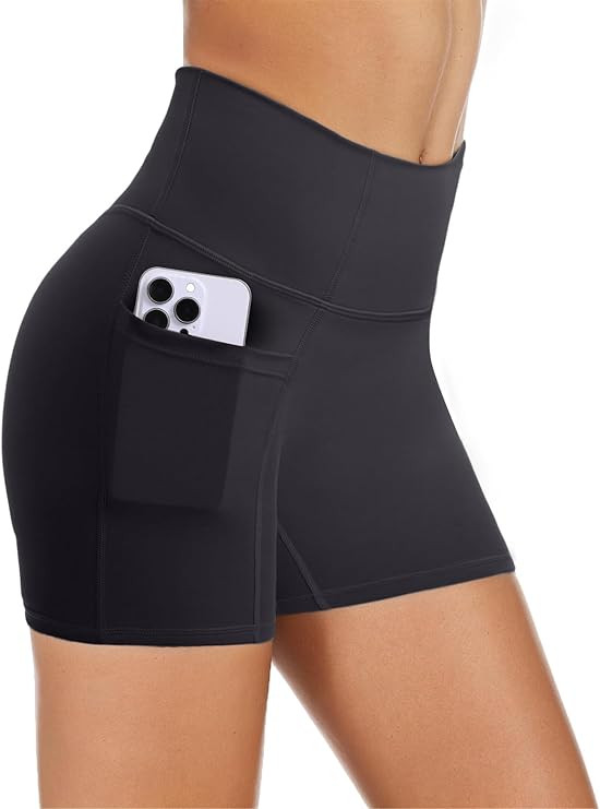 Biker Shorts Women with Pockets 5'' High Waisted Gym Workout Spandex Shorts Tummy Control Yoga Sh... | Amazon (US)