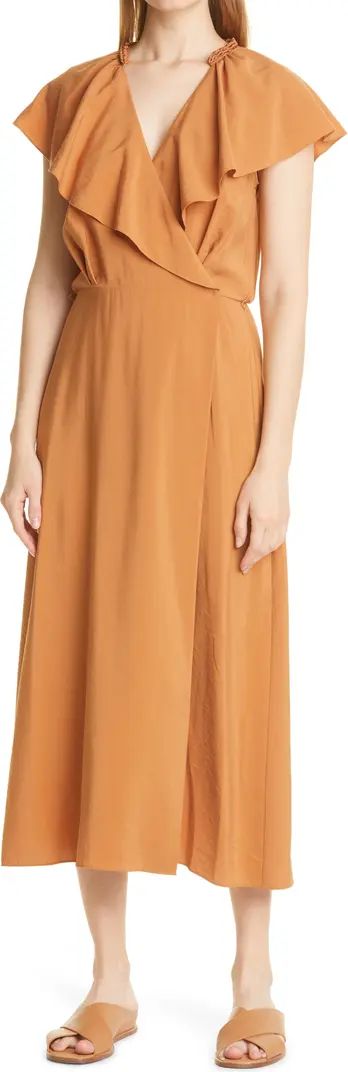 Vince Braid Trim Flutter Sleeve Dress | Nordstrom | Nordstrom