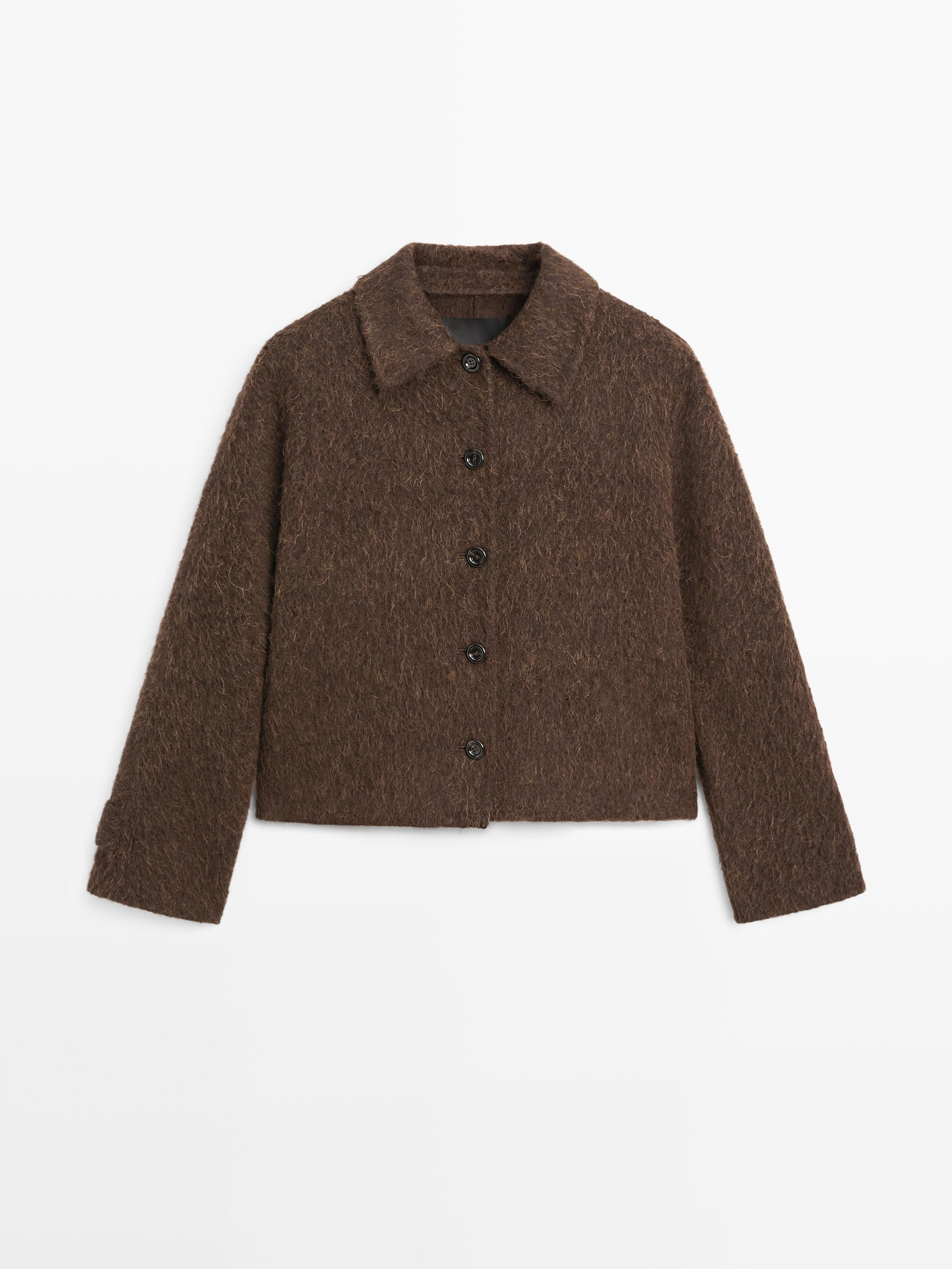 Alpaca wool cardigan with shirt collar | Massimo Dutti UK