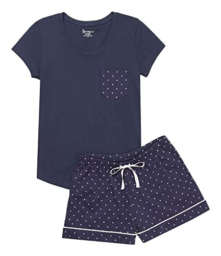 PajamaGram Womens Pajama Sets - PJs For Women Set, Navy Polka Dot, XS | Amazon (US)