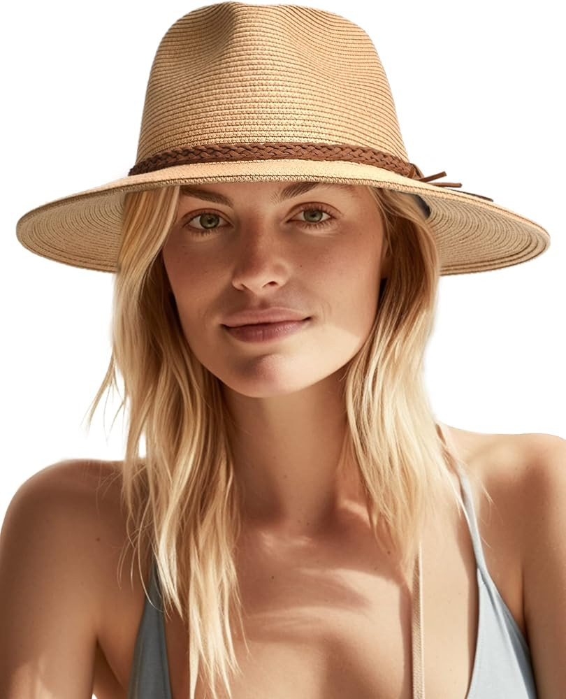 FURTALK Sun Hats for Women Summer Wide Brim UV UPF 50+ Panama Fedora Foldable Packable Straw Beac... | Amazon (US)