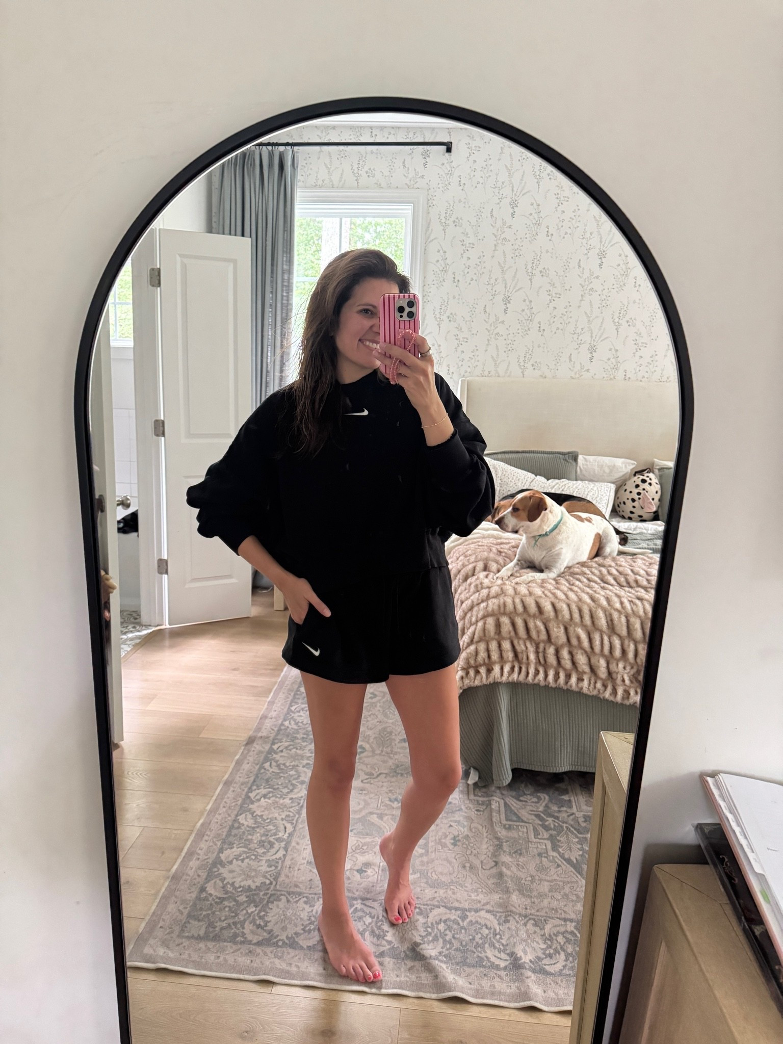 Nike sweatshirt and matching shorts! Small sweatshirt, medium shorts (should’ve gone small). I’m 5’7”

#LTKOver40 #LTKTall