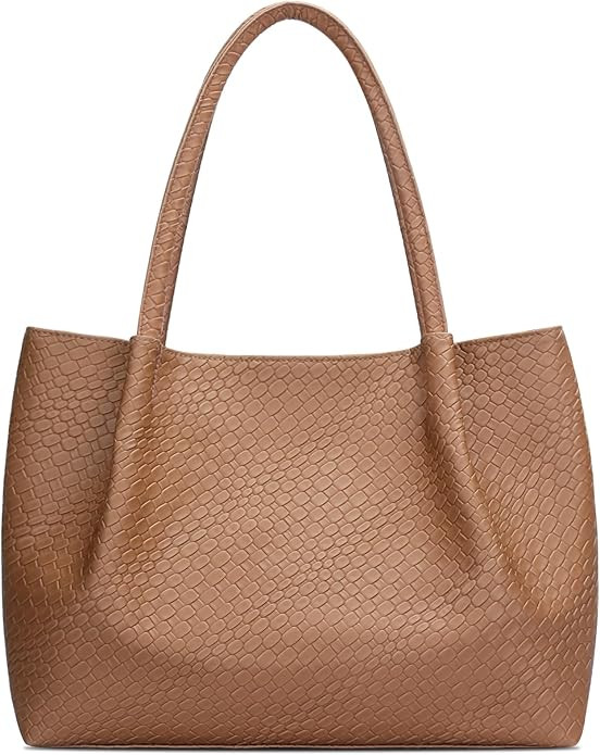 KKXIU Tote Bag for Women Vegan Leather Shoulder Purse Large Capacity Travel Bag | Amazon (US)