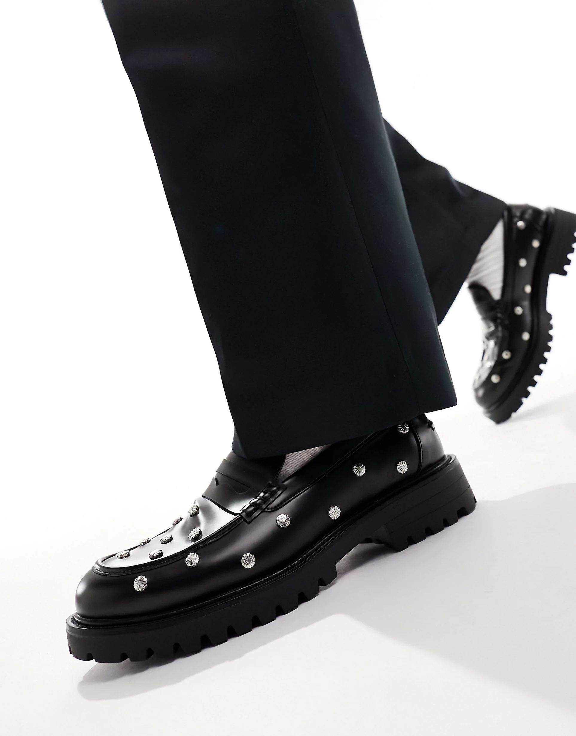 Truffle Collection chunky studded loafer in black | ASOS | ASOS (Global)
