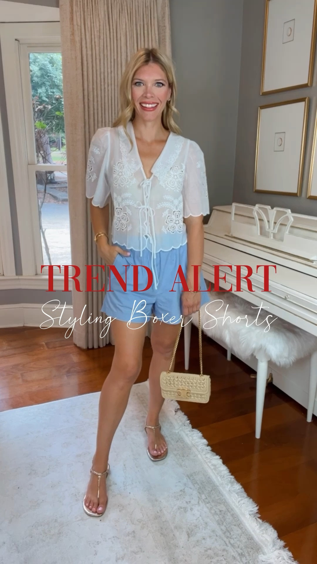 Boxer shorts. How to style boxer shorts. Tie front blouse, summer outfit, sweater, sweater tank, oversized cardigan, cashmere cardigan, denim jacket, blue and white stripe button down, white tank, capsule wardobe, fashion tip, style tip

#LTKStyleTip #LTKFindsUnder50 #LTKSeasonal