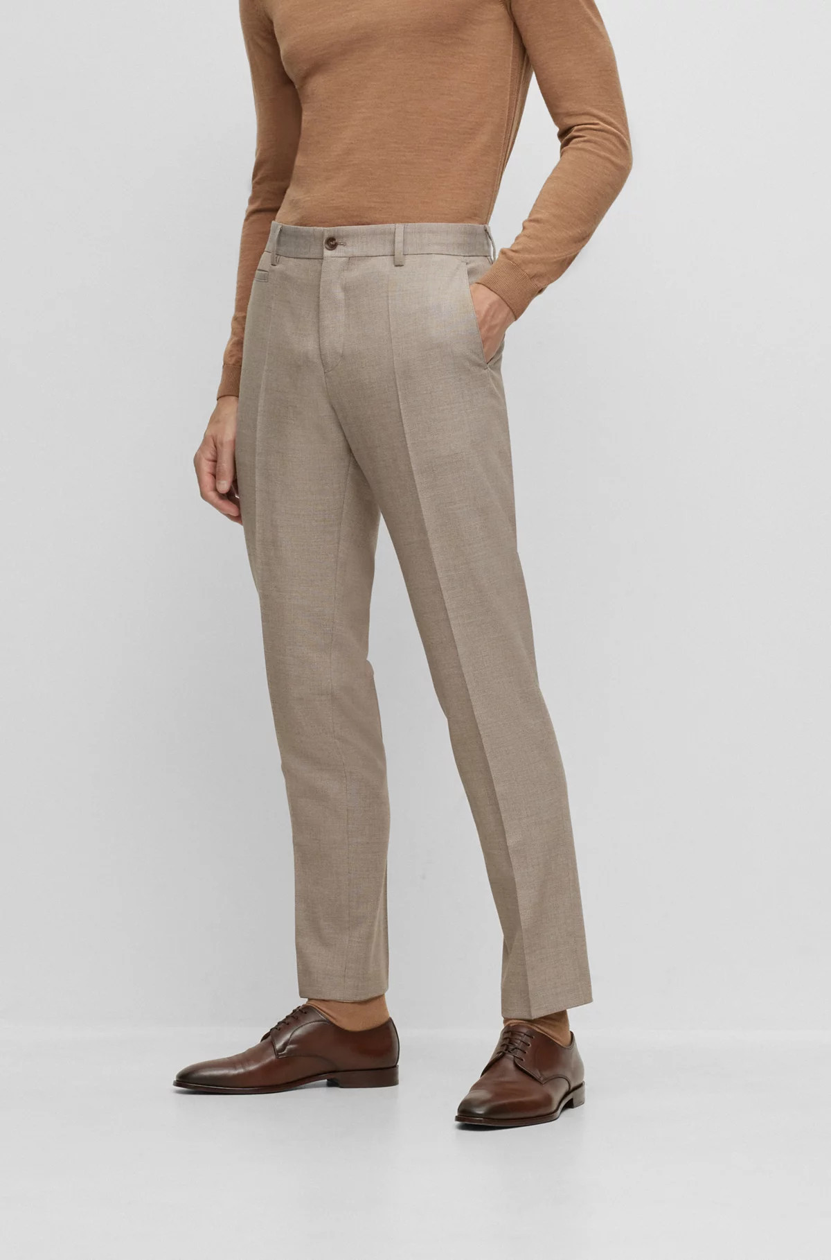 Slim-fit pants in melange stretch fabric | Hugo Boss (US)