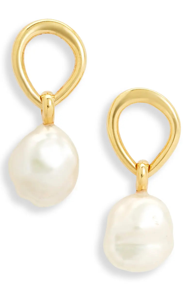 Nura Freshwater Pearl Drop Frontal Hoop Earrings | Nordstrom